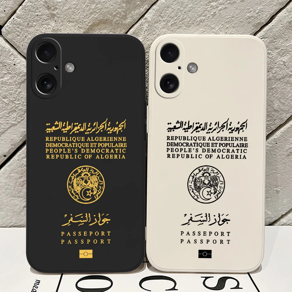 Algeria Passport Phone Case for iPhone 16 15 14 13 12 11 Pro Max Mini X XR XSMax 8 7 6 6S Plus Soft Silicone Back Cover