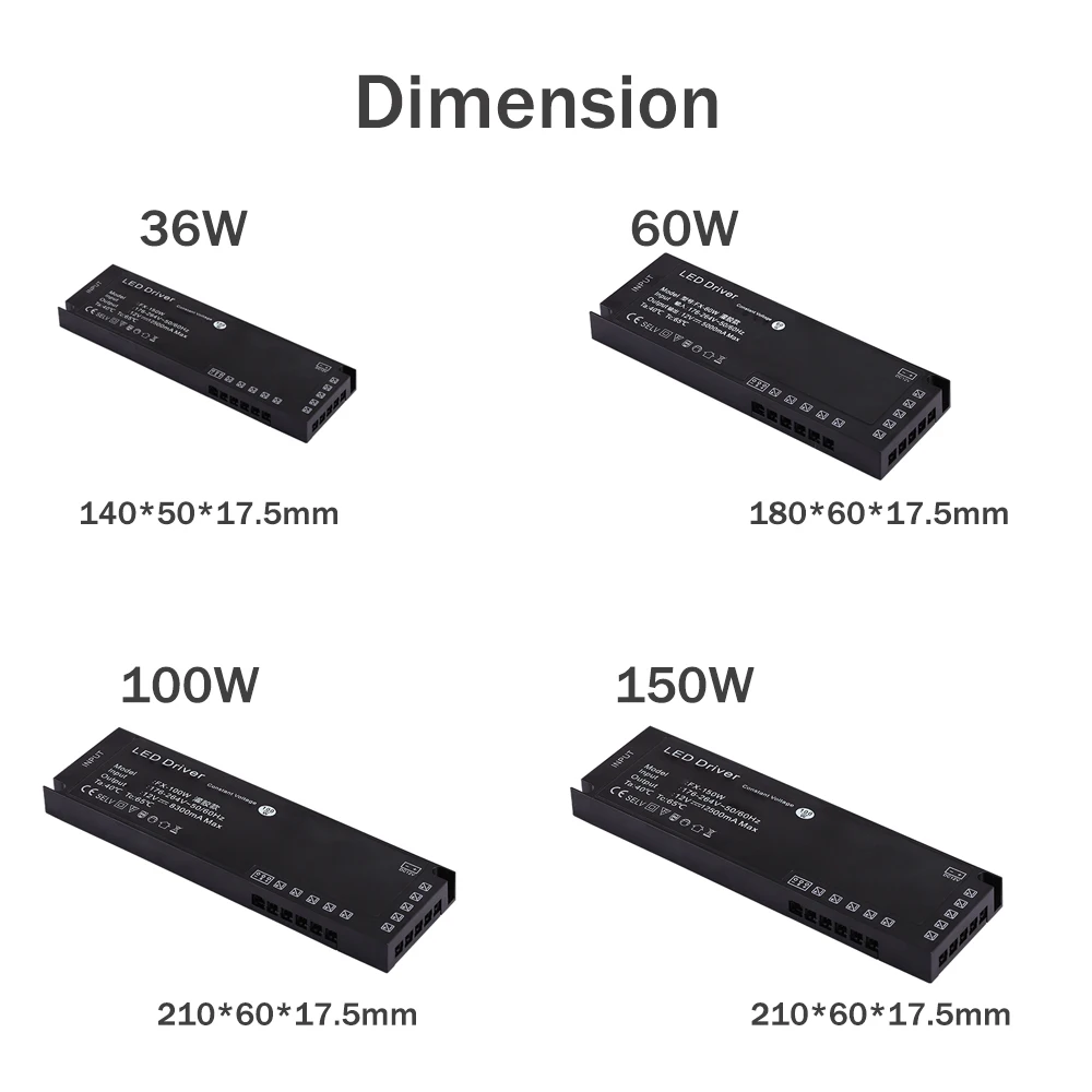 AC 176V-265V to 12V 24V 150W Cabinet LED Light Swithching Power Supply Gluing Motion Sensor Constant Voltage Drive Transformer