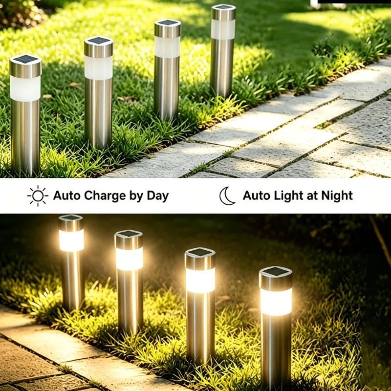Solar Cylindrical Courtyard Lamp Outdoor Solar Landscape Ground Plug Lamp Suitable for Courtyard Garden Lawn