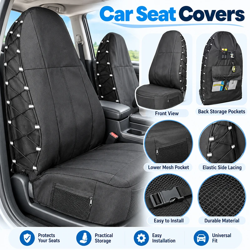 Adjustable Full Surrounded Waterproof Universal Car Seat Cover Oxford Cloth Cargo Durable Seat Protector for Camper Pick-up SUV