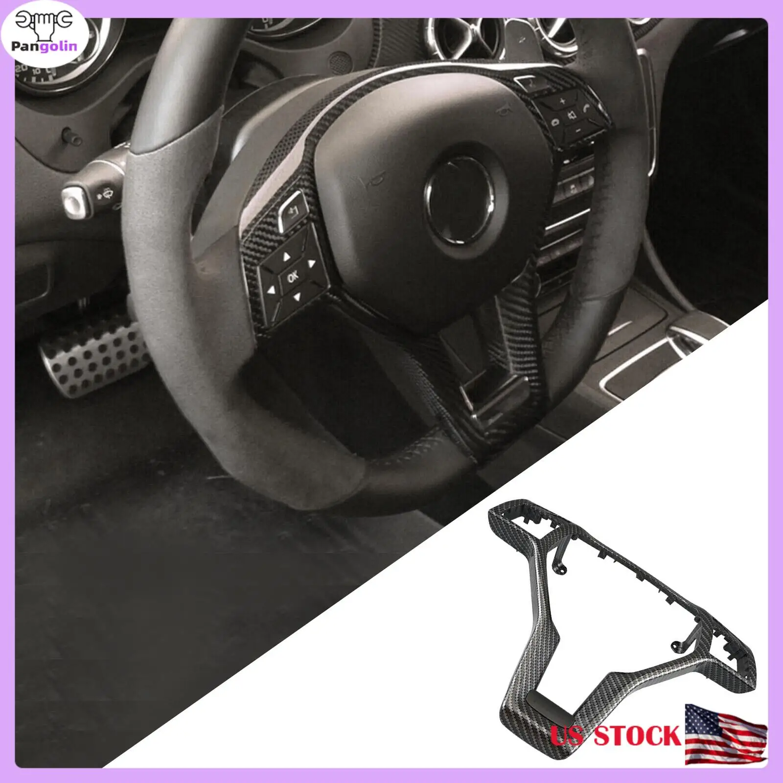 

Накладка на руль Pangolin для Mercedes-Benz C-класса E-класса W204 W212, стиль карбон, детали интерьера автомобиля