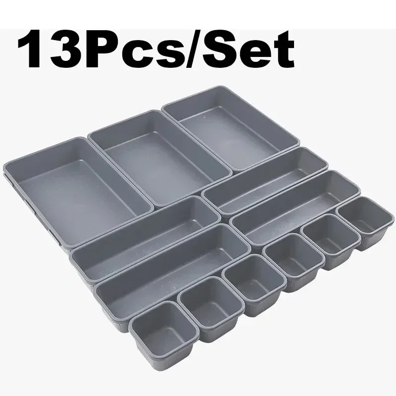 

8/13Pcs Combo Drawer Organizers Separator Home Desk Stationery Storage Box for Makeup Organizer Boxes Kitchen Women for Dog Tags