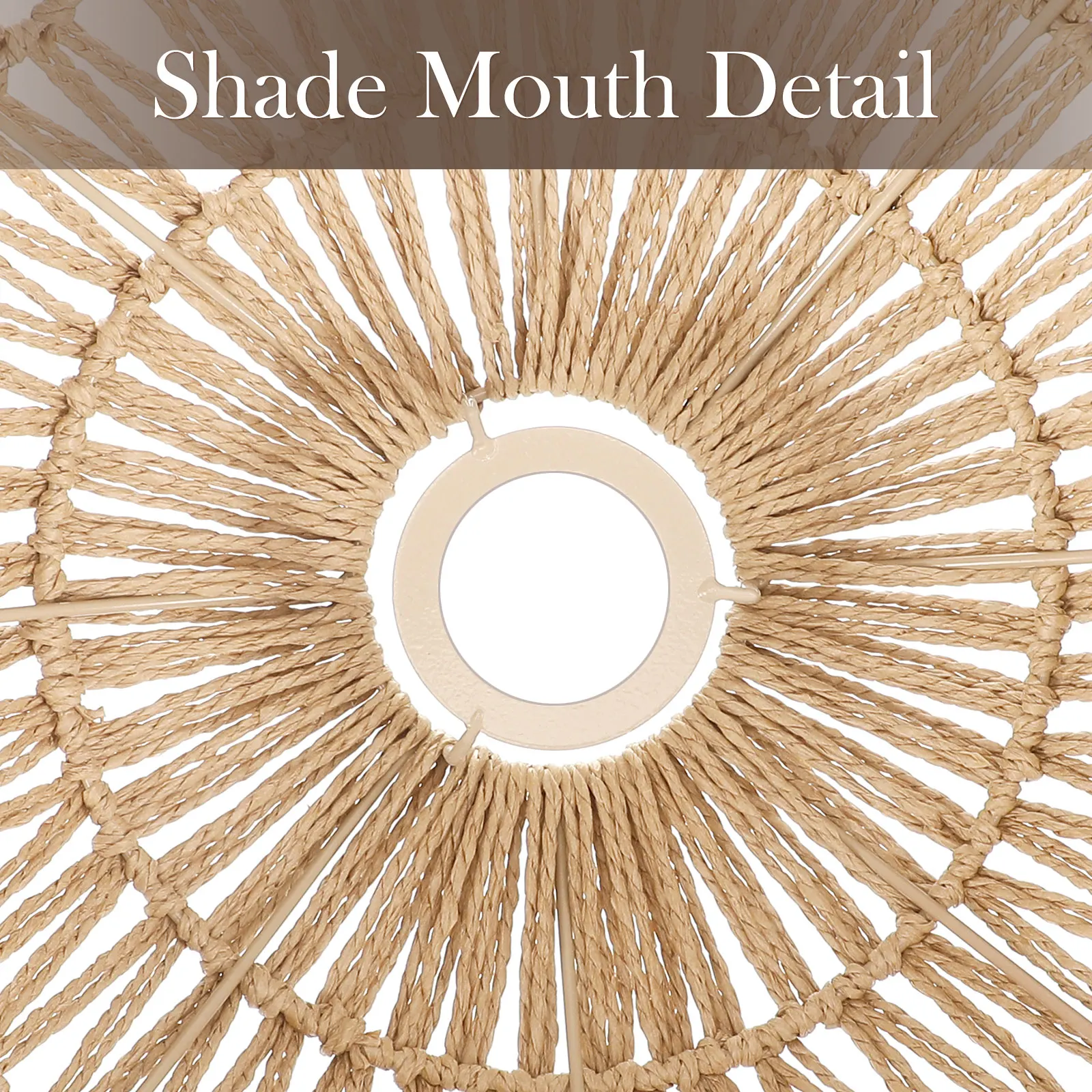 30x17cm Woven Lampshade Handmade Rope Rattan Light Cover Retro Ceiling Shade Iron Chandelier Bulb Decor for Restaurant