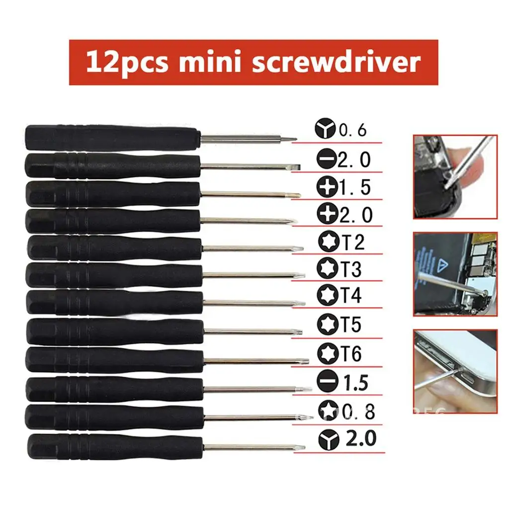 12pcs Magnetic Precision Screwdriver Set Mini Multi-Function for iPhone Smartphone Tablet Repairing Tools Set