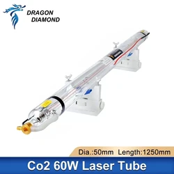 DRAGON DIAMOND 60W CO2 Laser Tube Length 1250mm Dia.55mm Metal Head Glass Pipe For CO2 Laser Machine