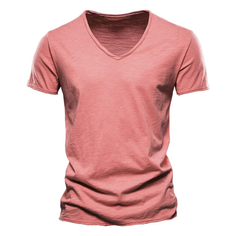 MRMT 2024 Brand New Men\'s New Solid Color Bamboo Cotton V-neck Short Sleeve T-shirt Pure Cotton Menswear Man\'s Tshirt Tops