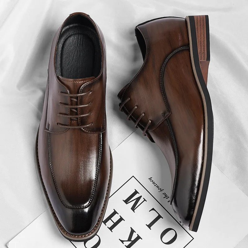 Mens Wedding Shoes Luxury Handmade Quality Comfortable 2026 Spring New British Style Outdoor Leather Business Shoes Male Size 48