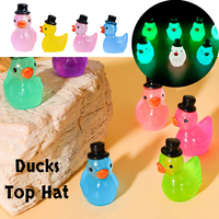 50-100PCS Mini Ducks with Top Hat Home Decor Glow At Night Luminous Duck Fairy Garden Miniatures Moss Microlandscape Decoration