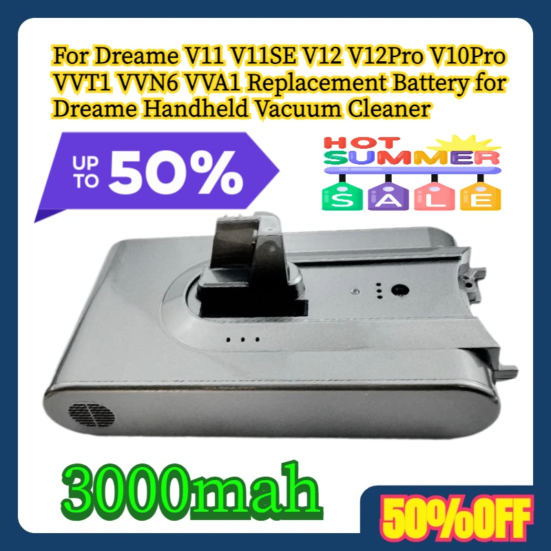 

3000mah For Dreame V11 V11SE V12 V12Pro V10Pro VVT1 VVN6 VVA1 Replacement Battery for Dreame Handheld Vacuum Cleaner