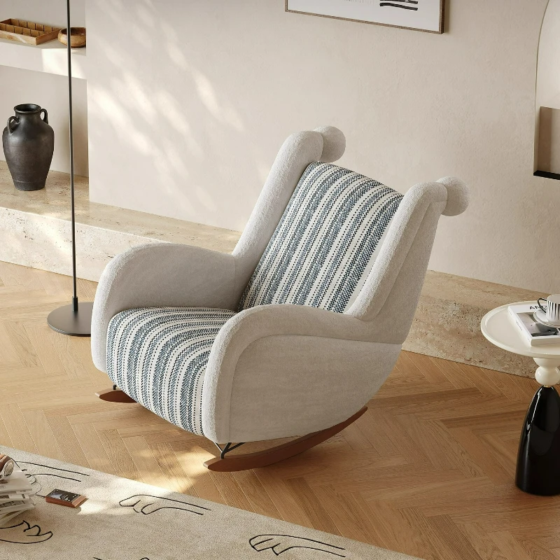 كرسي هزاز للاستحمام والرياح البسيط الحديث، كرسي ترفيهي كسول، كرسي أريكة معدني من خشب الكرز #1