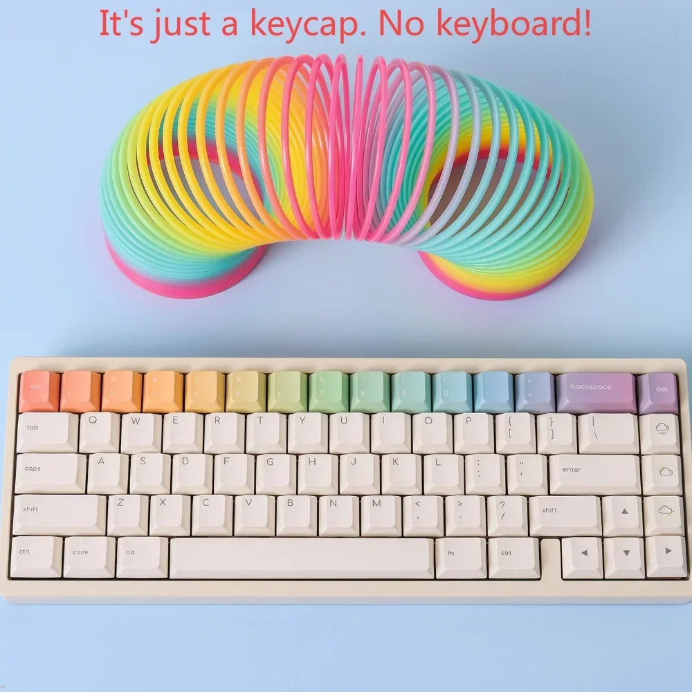 125-toetsen Regenboog Keycaps PBT Melkwit Eenvoudige kleur Macron Keycap Set voor MX-schakelaars Mechanische toetsenbordprofielen