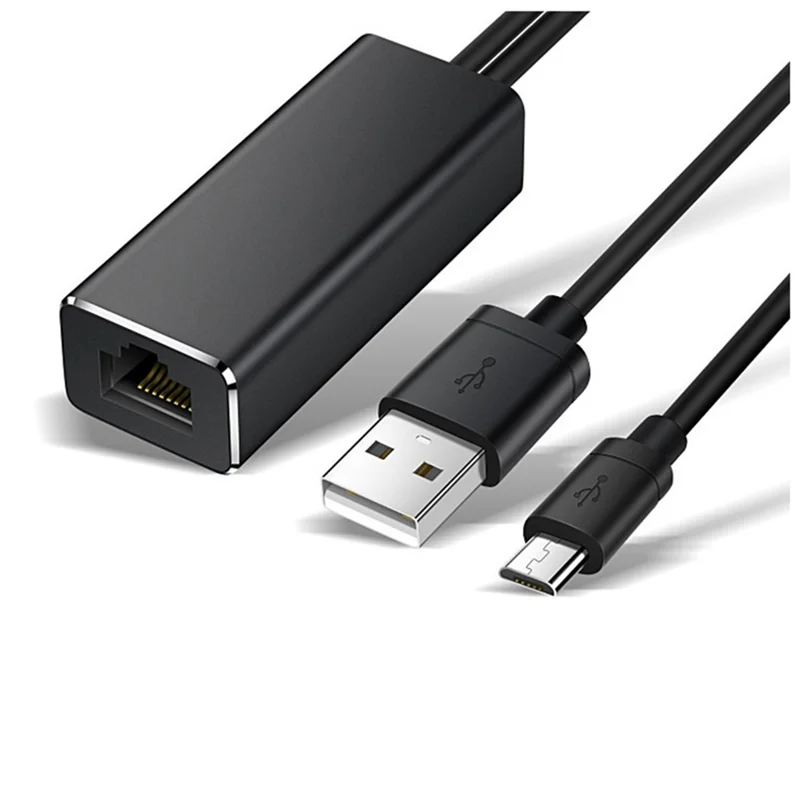New!!Micro-USB Ethernet Adapter 10/100Mbps For Fire TV Stick USB To RJ45 USB Network Card For Google Chromecast Gen 2 1 Ultra