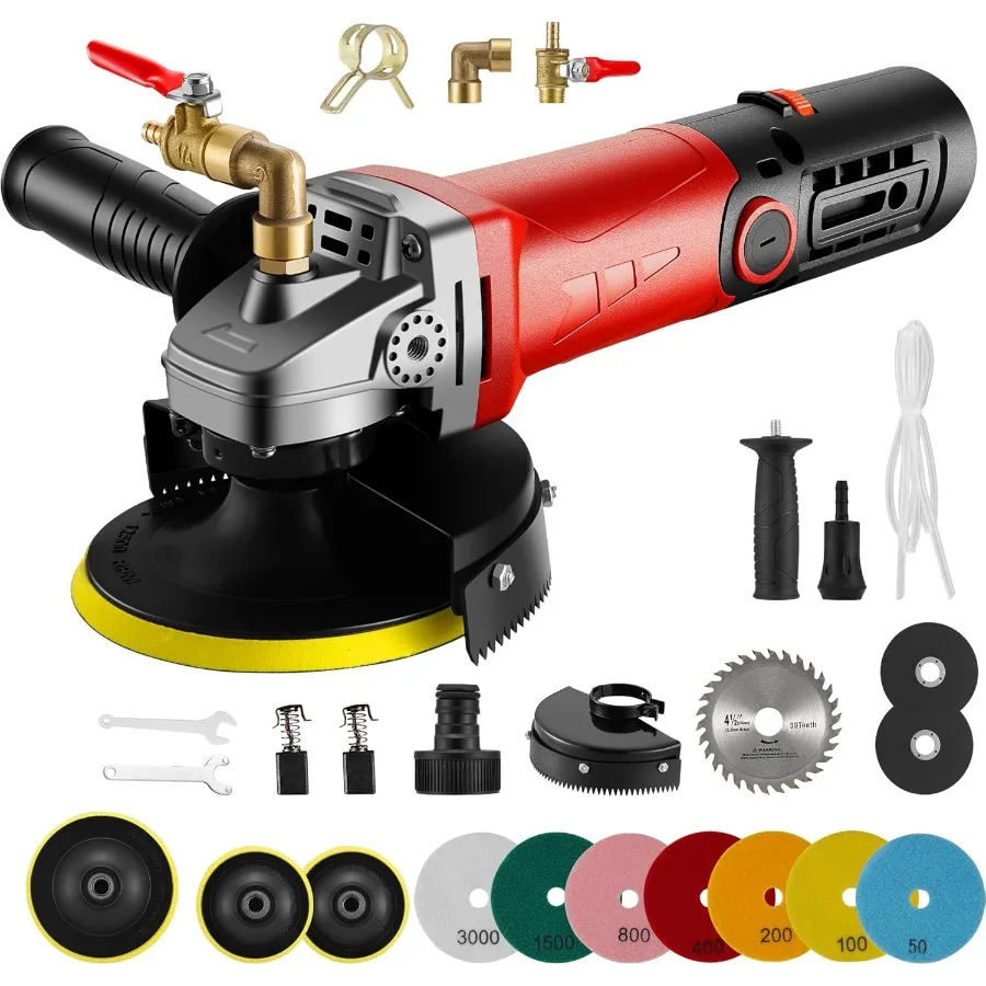 

860W Wet Polisher 4 inch Wet Stone Polisher with 6 Variable Speeds 110V Granite Polisher with 7 Diamond Polishing Pads f