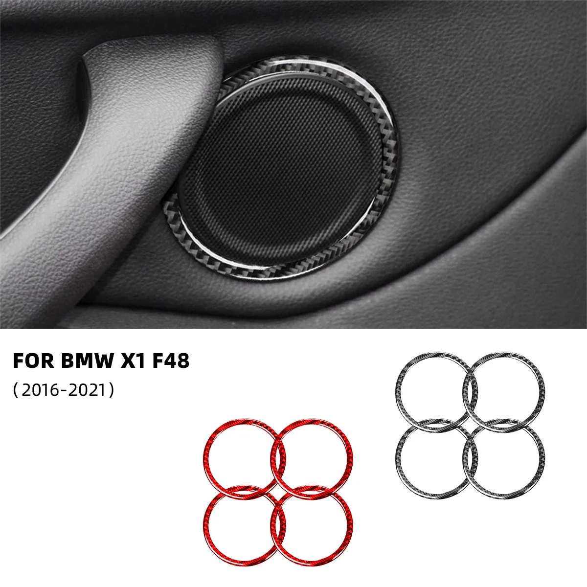 For BMW X1 F48 2016-2021 Car-styling Carbon Fiber Car Door Horn Ring Decorative Car Accessories Voiture Car Stickers Accesorios