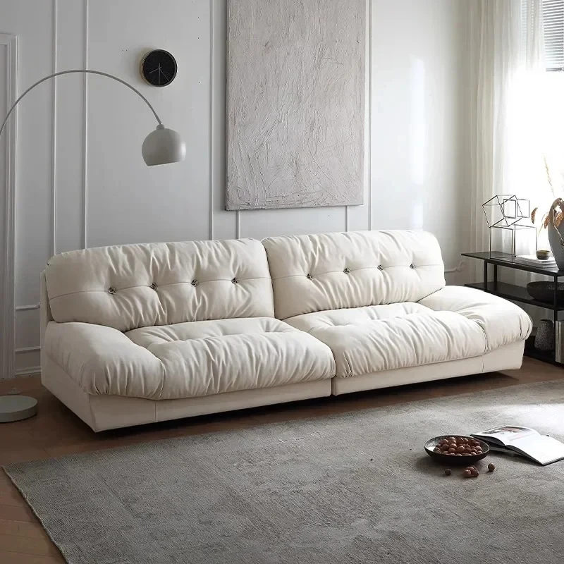 Cloud sofa cream style Internet celebrity minimalist matte fabric living room small apartment straight three-seat fabric