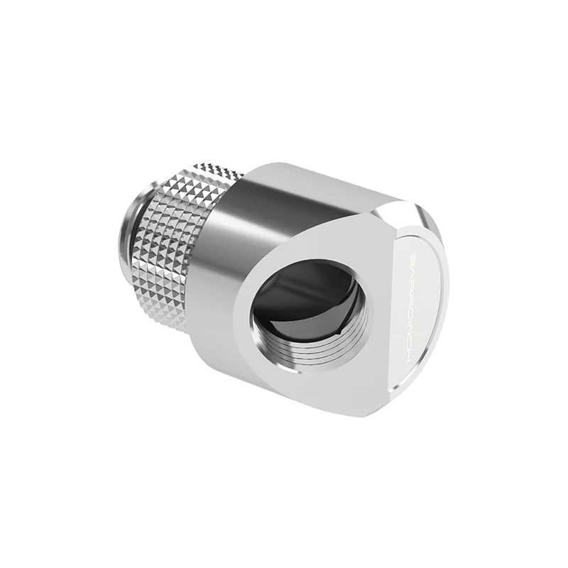Barrowch G1/4 "45 Graden 360 Rotary Fittingen, Computer Waterkoeling Bouwen Nodig Connector, Zwart, zilver, FBWT45-MR