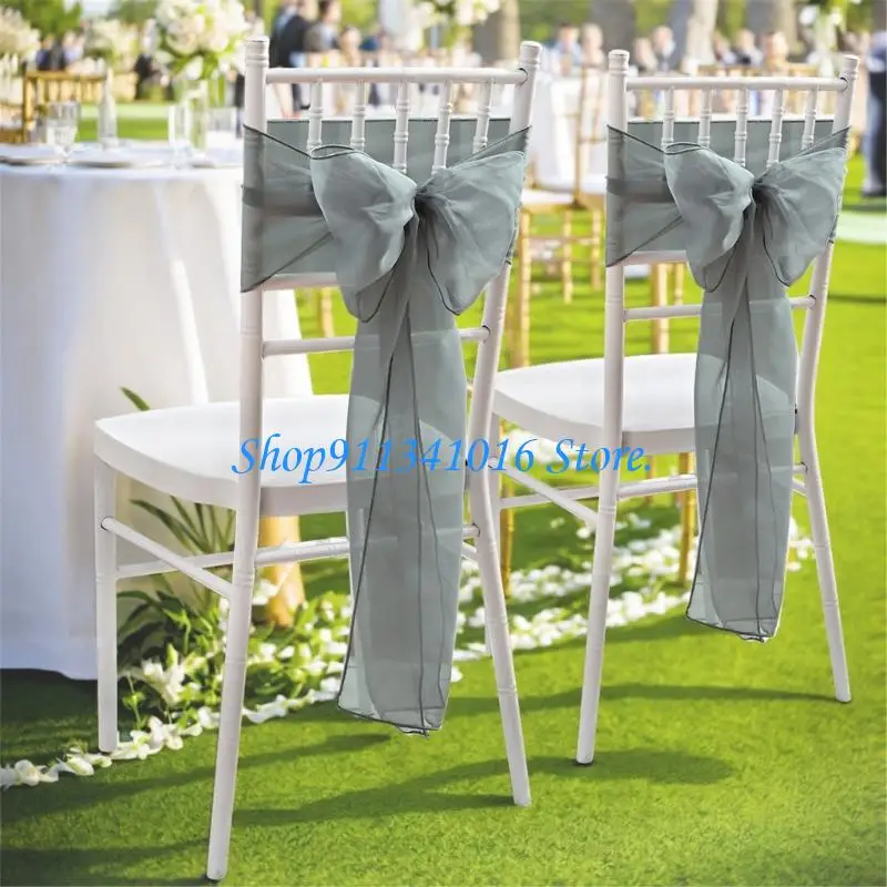 

4X7B Add Touches of Class to Wedding Chair Sash Bows Durability Polyester Chair Bowknot Fit Most Chair Types Back Decoration