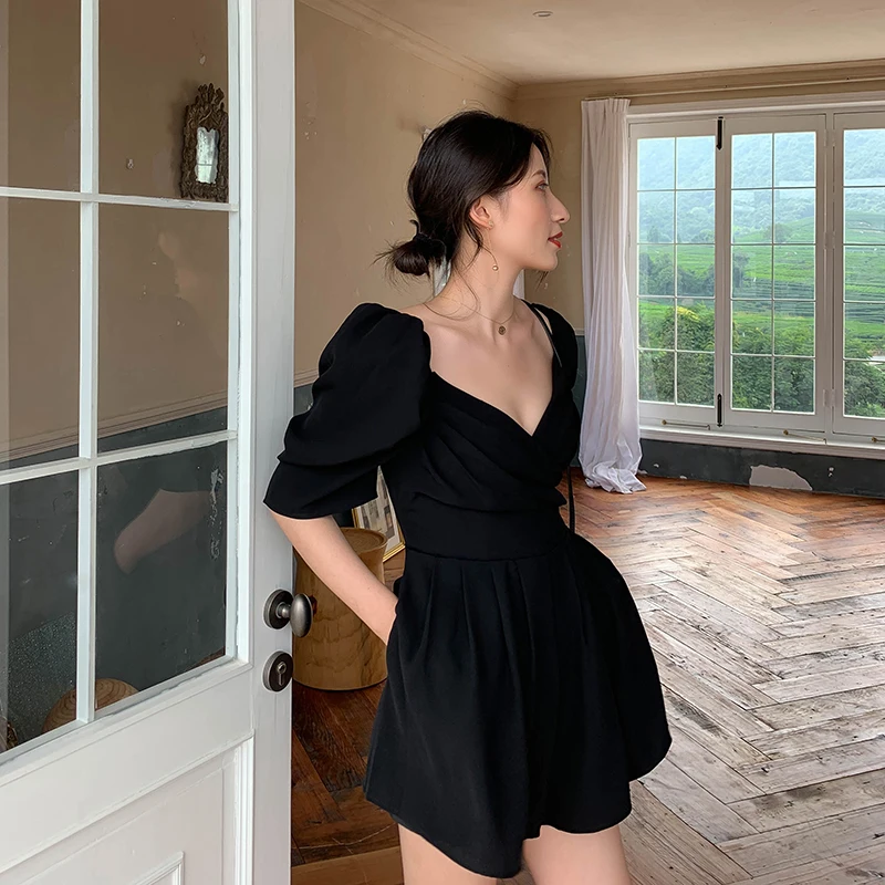 

Женский комбинезон Bla Hepburn Sle Bubble Sve с короткими рукавами, модный, весна-лето, новинка, с высокой талией, из полиэфирного волокна