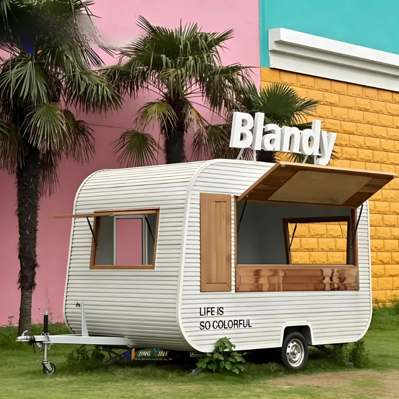 Hot Sale Concession Trailer Fast Food Truck Fiberglass Caravan Towable Mobile Food Trailer Customizable Display Color&Branding