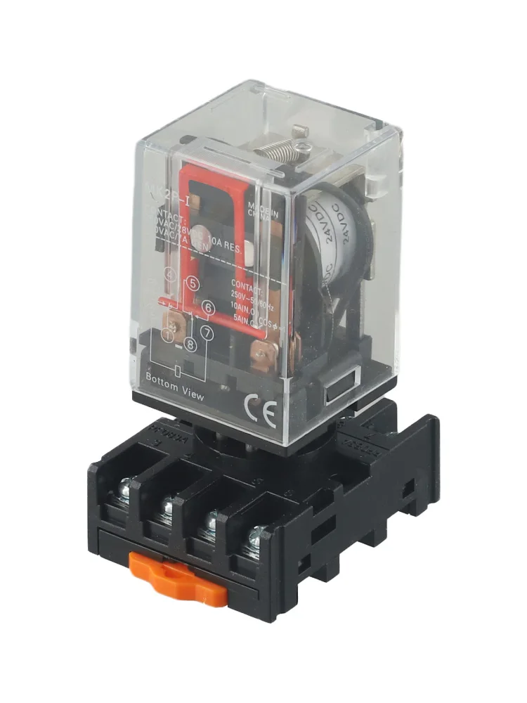 MK2P MK2PI 24V DC Relay 8 Pin with PF083A Socket Base 10A 250VAC for Remote Control and Automation Applications