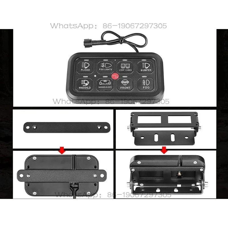 8-Key, Eight-key, Switch Car RV Off-road Vehicle Modified Switch Control Box, Eight-way Switch Surface Modified Board Group
