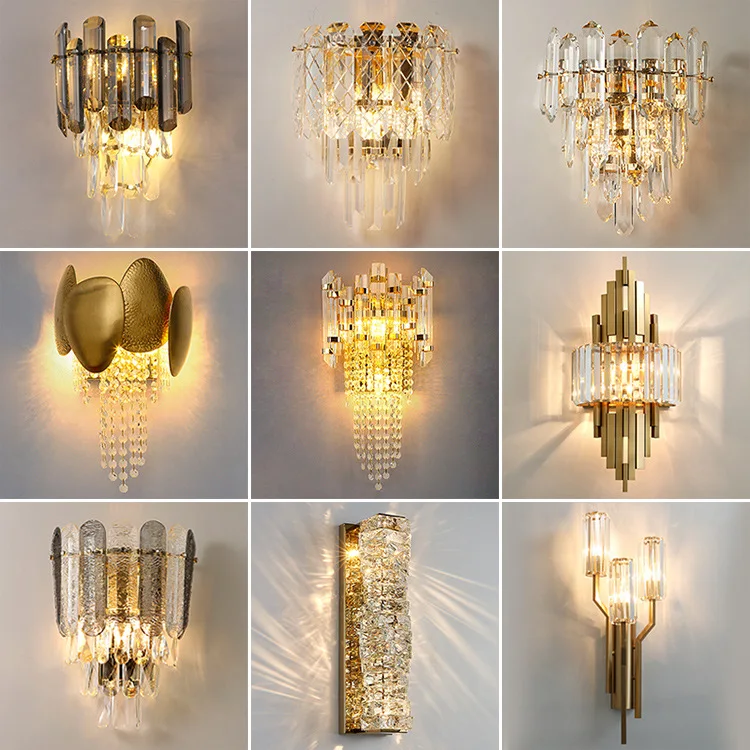 Luz de Parede Moderna de LED em Aço Inoxidável para Quarto e Corredor, Simples e com Cristal