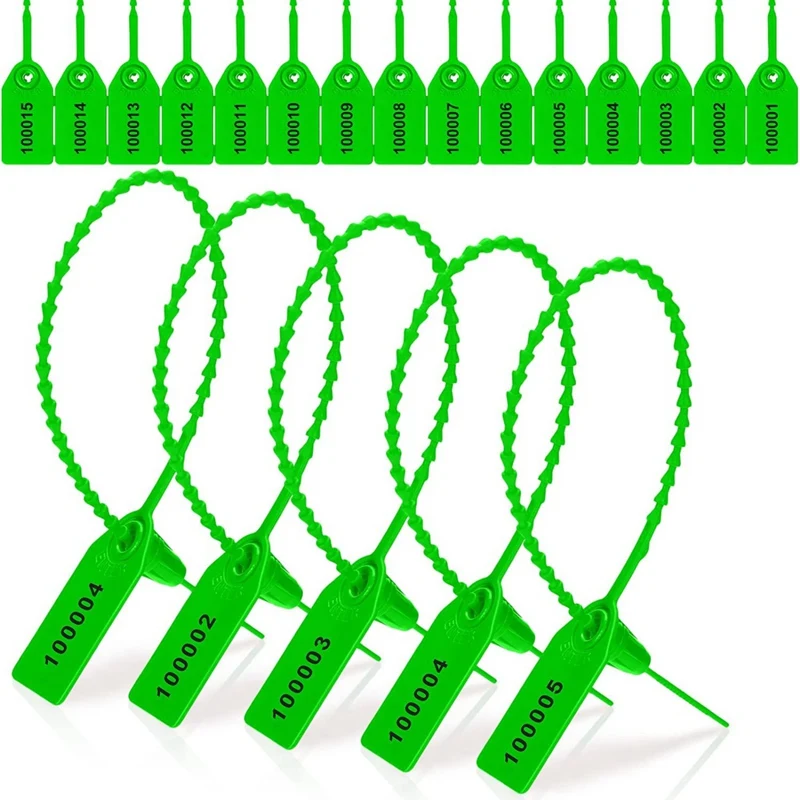 1000 Pcs Plastic Tamper Seals Fire Extinguisher Tags Security Tags Seals Safety Numbered Zip Ties Labels Green Easy Install