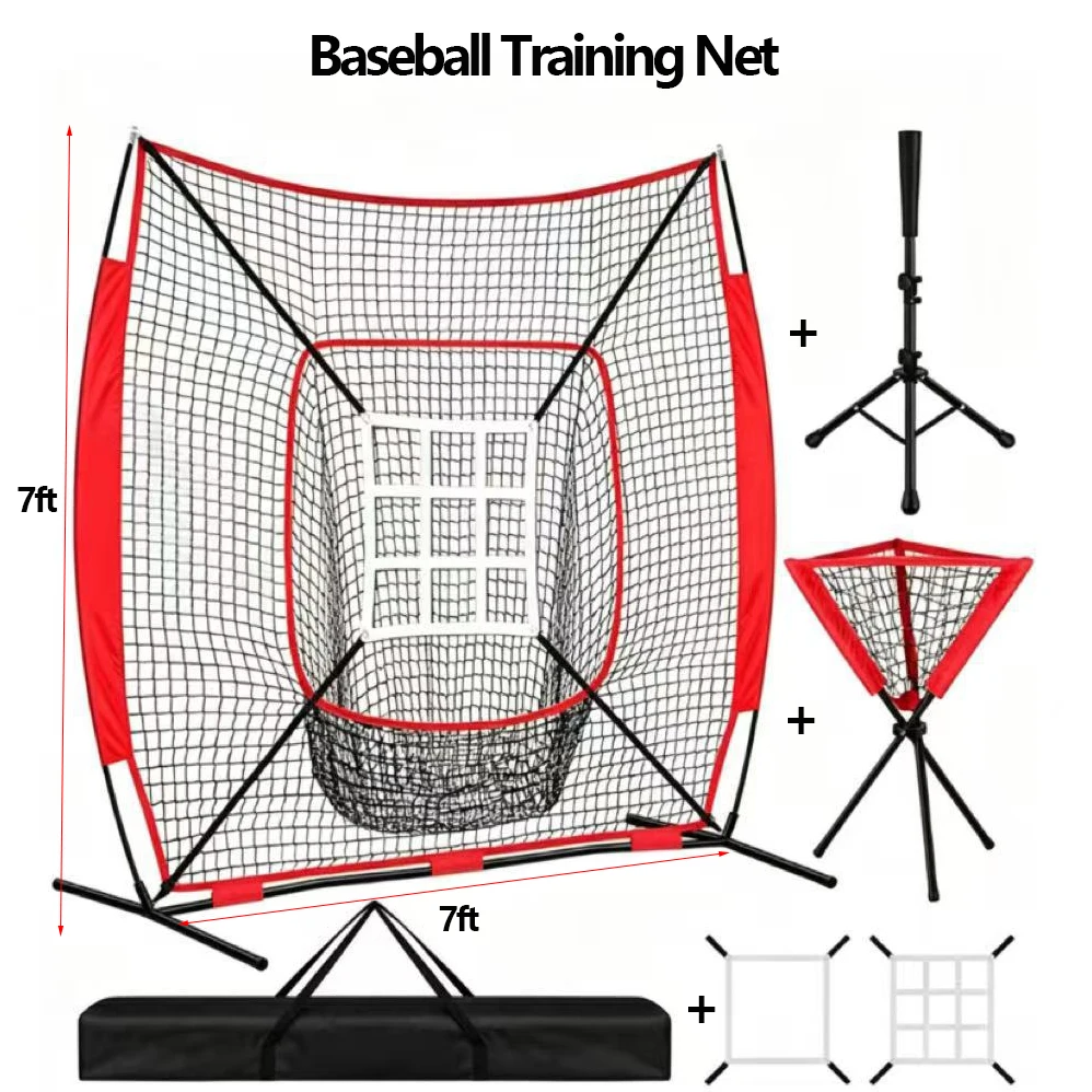 New Baseball 7x7ft Training Net Volleyball Hitting Target Frame Softball Foldable Pitching Baseball Practice Net with Carry Bag