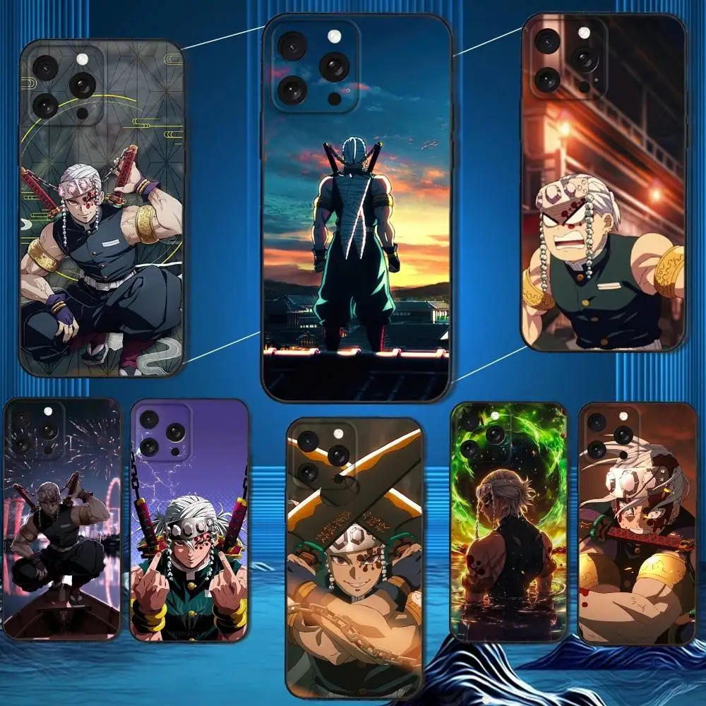 

Anime Tengen Uzui Phone Case For iPhone 16,15,14,13,12,11 Plus,Pro Max,XS,X,XR,SE,Mini,8,7,Soft Silicone Black Cover