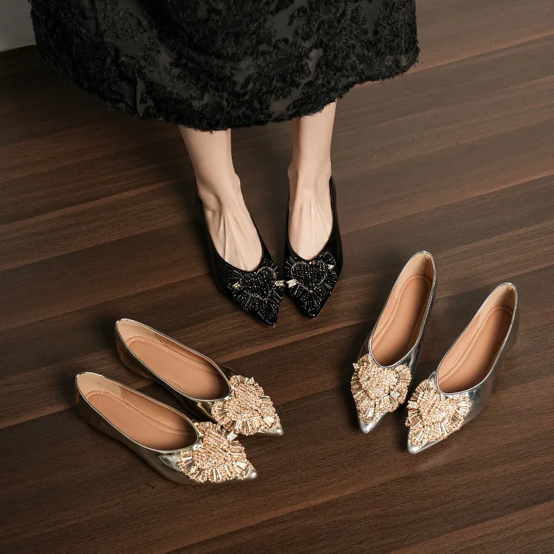 

Women's Shoes Luxury Spring Rhinestone Single Shoes Designer Shoes for Women Ballet Flats Fashion Casual Shoe Zapatos De Mujer