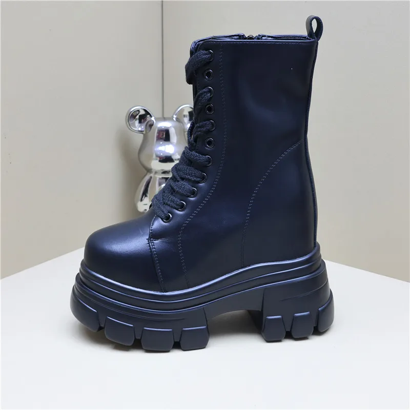 

12cm Height Increase Women's High Top Boots 10cm Platform Thick Sole Casual Shoes Short Girls Fashion Sneakers New Arrival