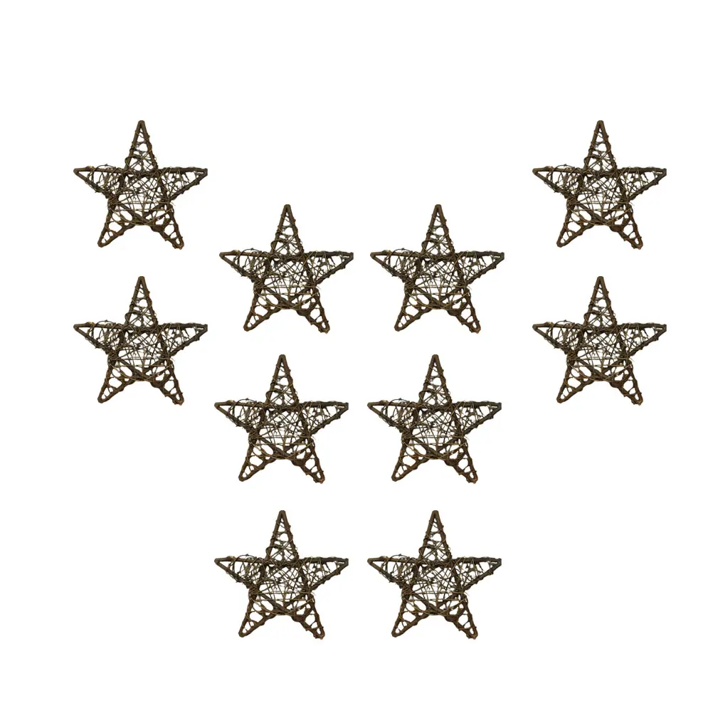 

10Pcs Pentagram Rattan Ornament 10cm Creative Decoration for Christmas Wedding Birthday Party Home Gift