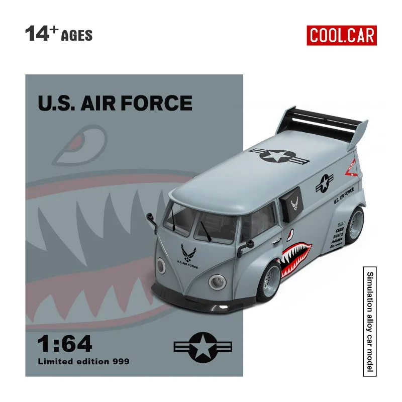 CC 1:64 Volkswagen T1 Grey Shark Mouth Coating Die Casting Alloy Car Model Adult Collection Ornament
