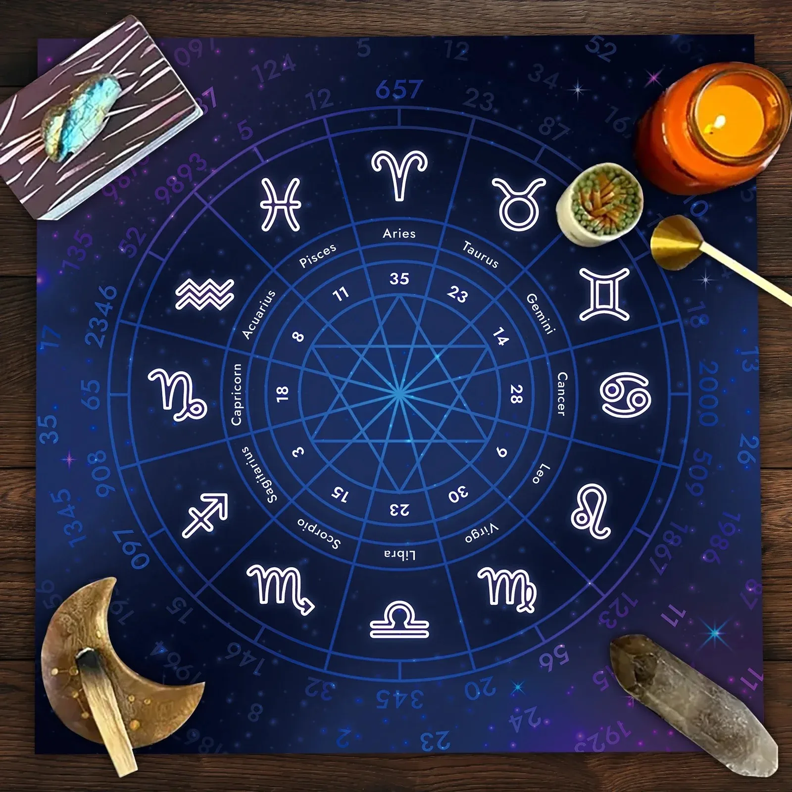 VIKAMA Norse Runes Tarot Altar Cloth Black Witchcraft Divination Mat for Tarot Reading Spiritual Viking Ritual Home Decor
