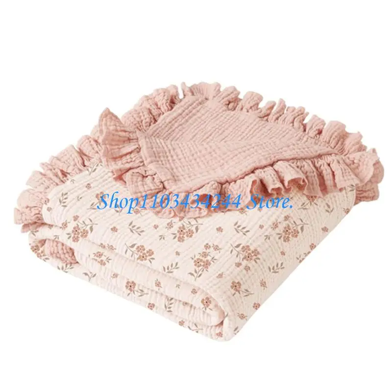  Floral Printed Nursery Blanket Multipurpose Swaddles Wrap Cloth 100x90cm Machine Washable Cotton Fabric Bath Towel