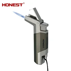 HONEST Metal Cigar Lighter Direct Fired Windproof Turbine Torch Butane Gas Lighter Outdoor BBQ Ignition Tool Men's Gift