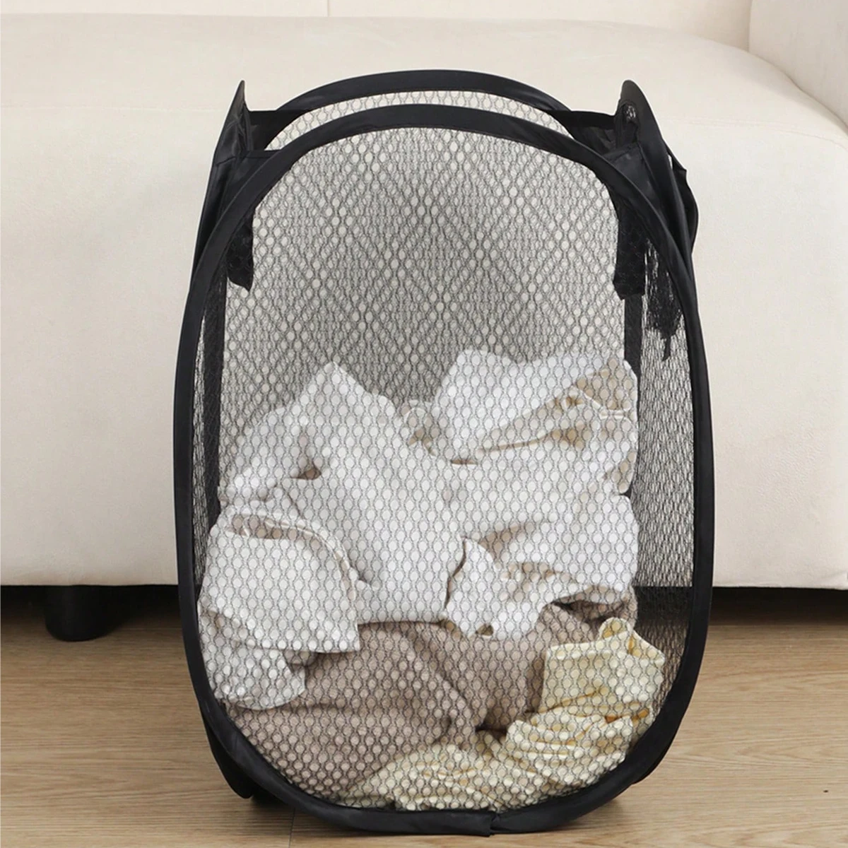 1szt-składany kosz do sortowania brudnej bielizny Rama do prania ŁazienkaCloth MeshStorage BagFrame Bucket LaundryOrganizers Storage Pouch
