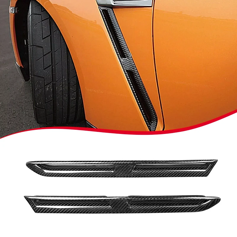 

For Nissan GTR GT-R R35 2008-2016 Real Carbon Fiber Car Front Fender Vent Decoration Cover Protection Car Accessories