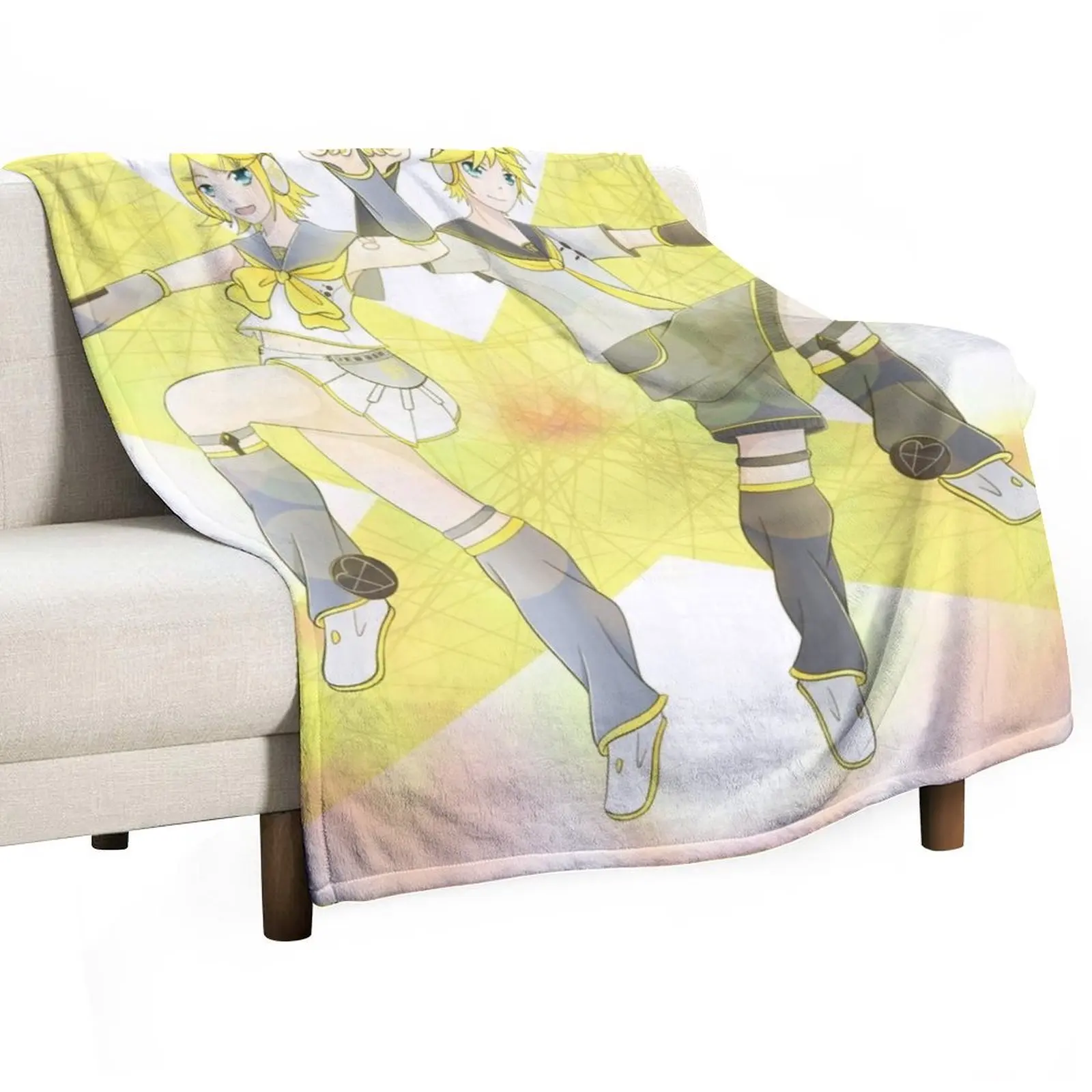 

Kagamine Rin and Len Throw Blanket Furry Quilt Blankets