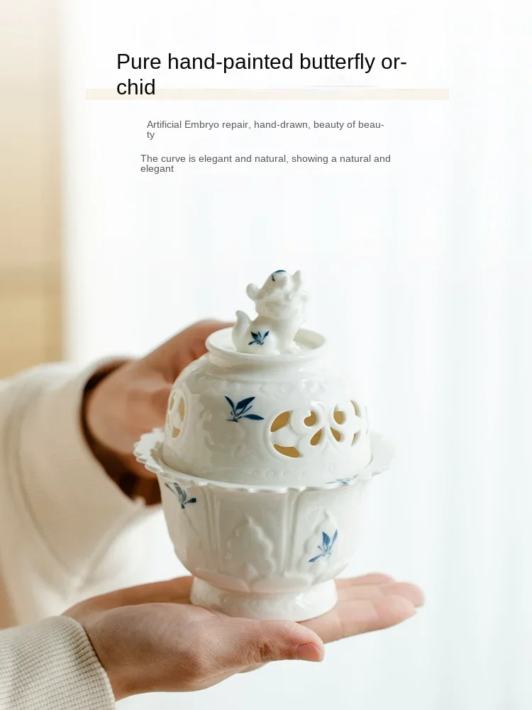 

pure hand-painted phalaenopsis orchid lion awakening small incense burner creative aromatherapy stove