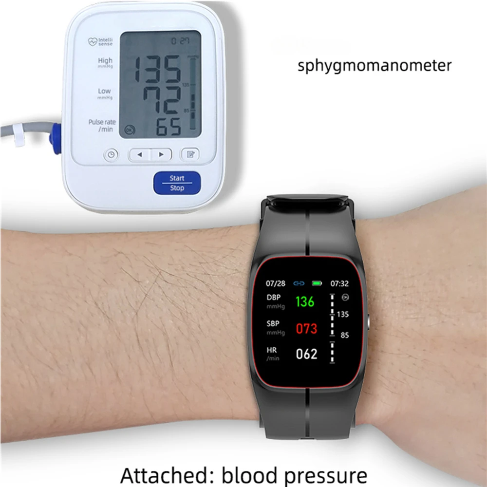 Heart Rate Thermometer Monitor Wristband Elderly Health Watch Medical Grade Smart Watch Air Pump Airbag Precise Sphygmomanometer