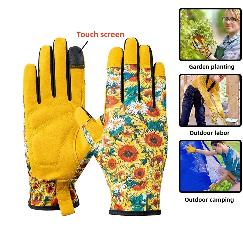 Outdoor Gardening Gloves Microfiber Leather Anti-thorn Weeding Sports Motorcycle Driver Wear-resistant Gloves With Touch Screen