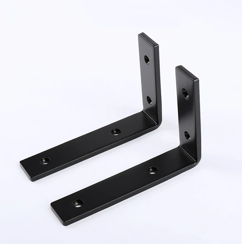 2 Stück Hochleistungs-Edelstahl-Eckcode schwarze Dreiecks halterung L-förmige Regal wand halterung Halterung Trennwand rahmen – Detail 3