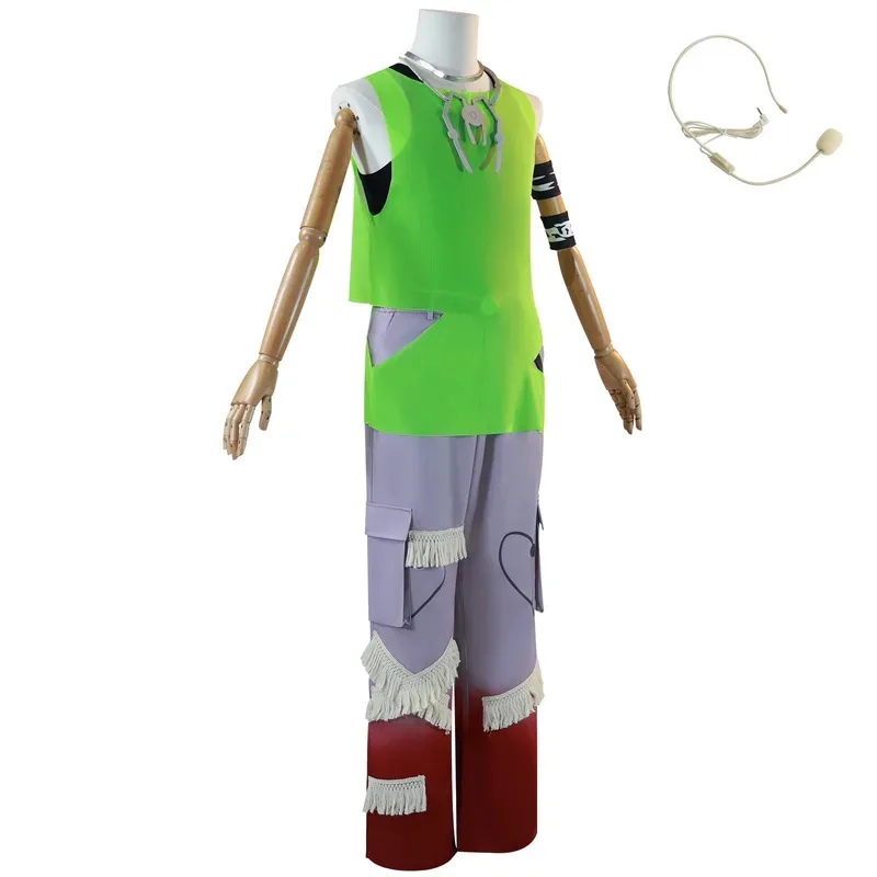 Till Cosplay Alien Stage R7 Blink Gone Green Vest Outfit Costume Parrucca Prop Collana Decor Pantaloni Vestito da prestazione per feste di Halloween