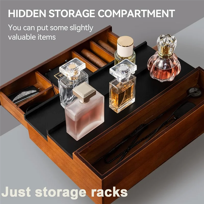 

A89X Wooden Cologne Organizer Shelf For Men Dresser, 3 Tier Display Stand With Drawer Storage Organizer Tray With Compartment