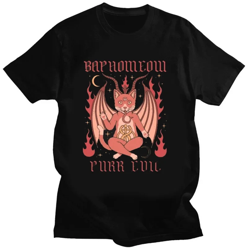 Kawaii Satan Demon Graphic Tshirts Funny Goat TeeHail Baphomet Horror Funny Evil T Shirt Men Women Summer M-4XL Tee Shirts