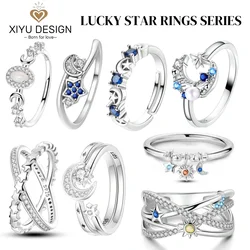 2024 New 925 Silver Shooting Stars Open Ring Zircon Shining Ring Original S925 Finger Wedding Ring DIY Women Fine Jewelry Gift