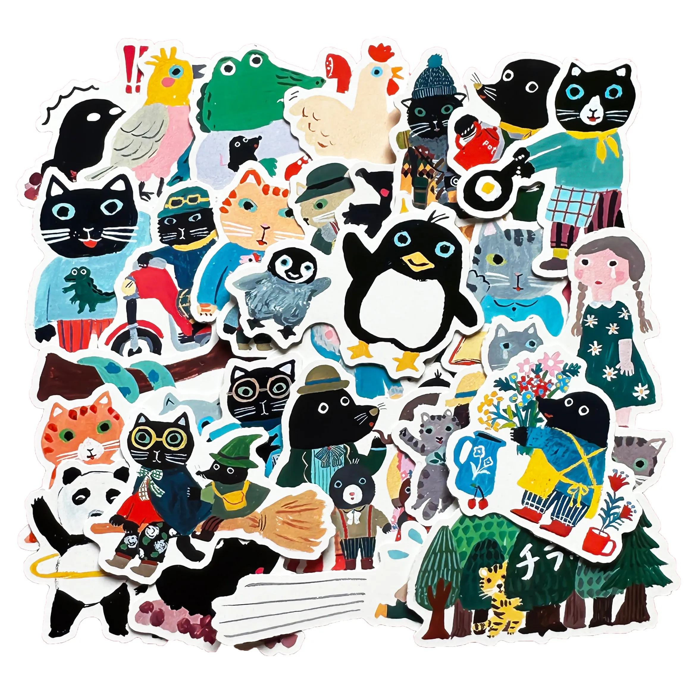 

Hand Drawn Healing Small World Animal Cartoon Stickers for Journal Notebook Book DIY Decoration