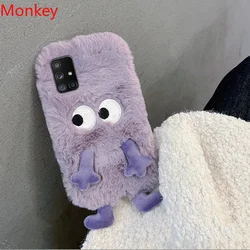 Korean Cute Cartoon Fuzzy Plush Phone Shockroof Case For Samsung A04E S10 S9 S8 S7 A02S A03 A11 A31 A71 A10 A20 A30 A50 A70 Case
