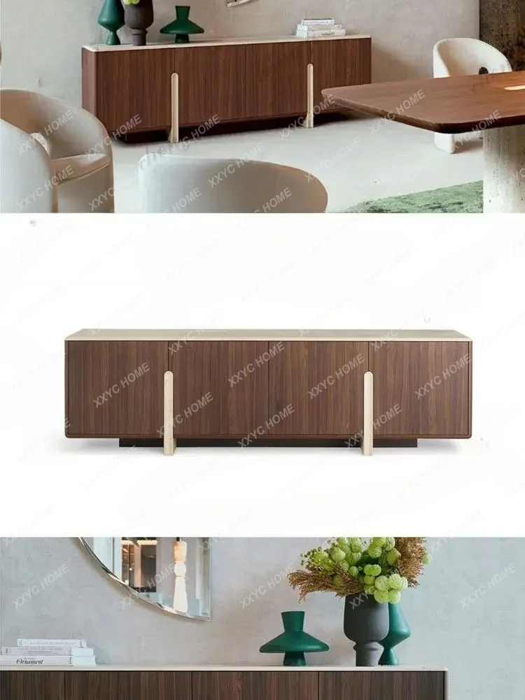 XX New Chinese-style simple rock slab TV cabinet Modern simple villa large flat-floor model room household living room locker